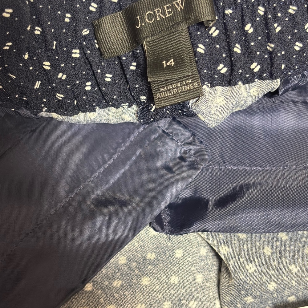 J.Crew Dark Blue Skirt with White Dots